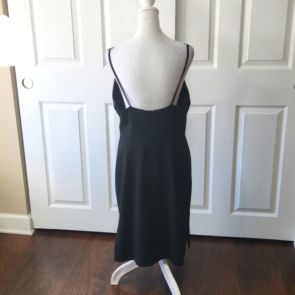 TAHARI BLACK DRESS METAL DETAILS ON SHOULDERS SIZE 12 SPAGHETTI STRAPS BACK - Picture 7 of 13